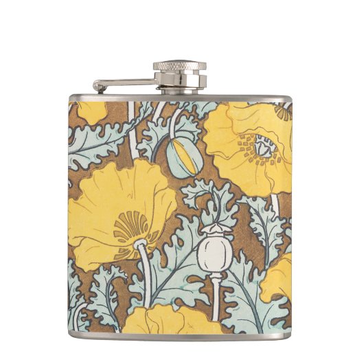 Flasques Illustration Art Nouveau Poppy Fleur Jaune (Devant)