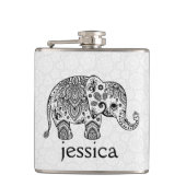 Flasques Illustration de l'éléphant Black Retro Paisley (Devant)