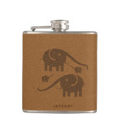 Flasques Illustration de l'éléphant en cuir Brown (Devant)