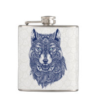 Illustration détaillée de la tête de loup bleu fon