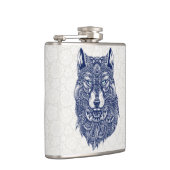 Flasques Illustration détaillée de la tête de loup bleu fon (Droite)