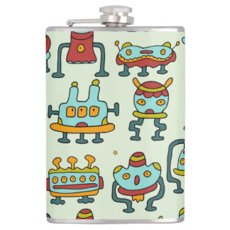Flasques Illustration du Motif Vintage des Aliens robots