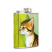 Flasques Illustration vintage Tabby Cat (Droite)
