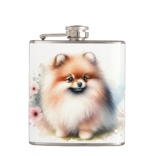 Flasques Image d'aquarelle mignonne Pomeranian