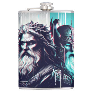 Flasques image of the gods zeus and odin togethe