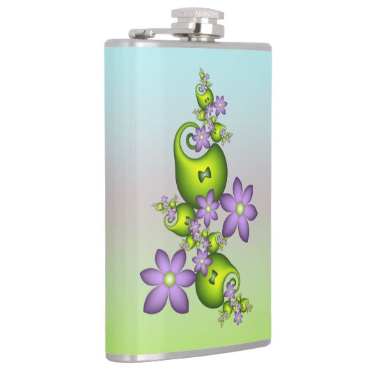 Flasques Imaginaire Floral Fleurs Lilac Formes vertes Fract (Droite)