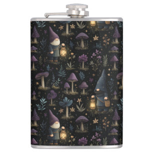 Flasques Imaginaire foncé Gnome et Motif de champignons