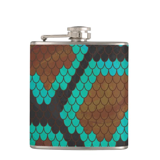 Flasques Impression Brown et Turquoise de serpent (Devant)