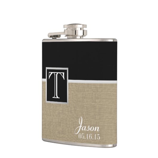 Flasques Impression et monogramme de Burlap (Gauche)