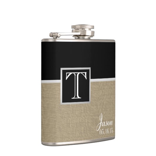 Flasques Impression et monogramme de Burlap (Droite)