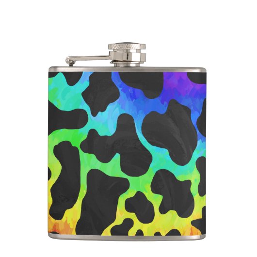 Flasques Impression noire et arc-en-ciel de vache (Devant)