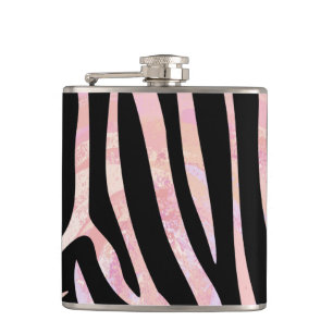 Flasques Impression noire et rose Zebra