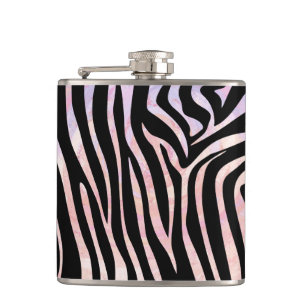 Flasques Impression noire et rose Zebra
