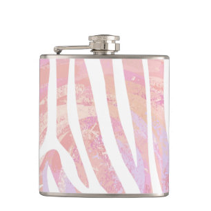 Flasques Impression rose et blanc Zebra