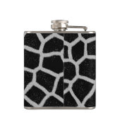 Flasques Imprimé de girafe noir et blanc avec monogramme (Dos)