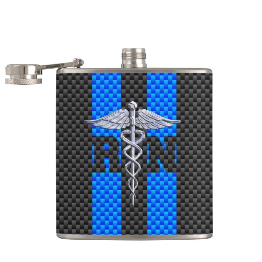 Flasques Infirmière inscrite RN Caduceus Carbon Fiber Strip (Ouvert)
