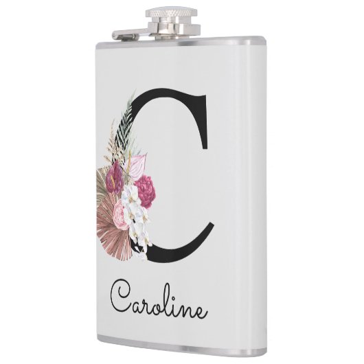 Flasques Initiale C Brodé Rose Bohème Fleurie Féminin (Gauche)