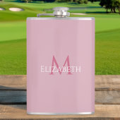 Flasques Initiale de nom personnalisé rose monogramme