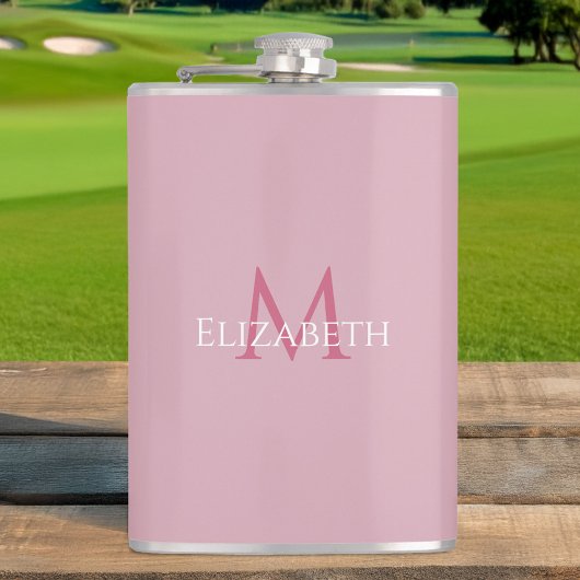 Flasques Initiale de nom personnalisée rose monogramme