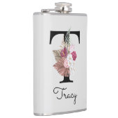 Flasques Initiale monogrammée T Rose Boho Féminin Floral (Droite)