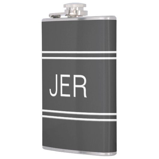 Flasques Initiales Monogrammes Personnalisées Gris Sombre B (Gauche)