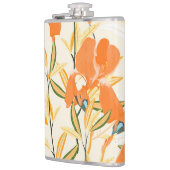 Flasques Iris orange : motif floral transparent (Gauche)
