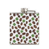 Flasques Irish Coffee Beans and Shamrocks Funny Design (Dos)