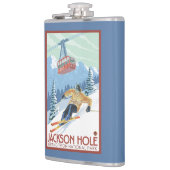 Flasques Jackson Hole, skieur du Wyoming et tram (Gauche)