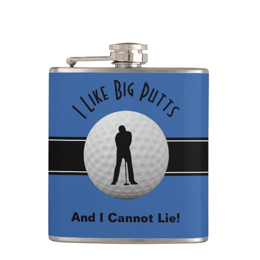 Flasques J'Aime Big Putts Golf Devis Humour Funny Blue Blac (Devant)
