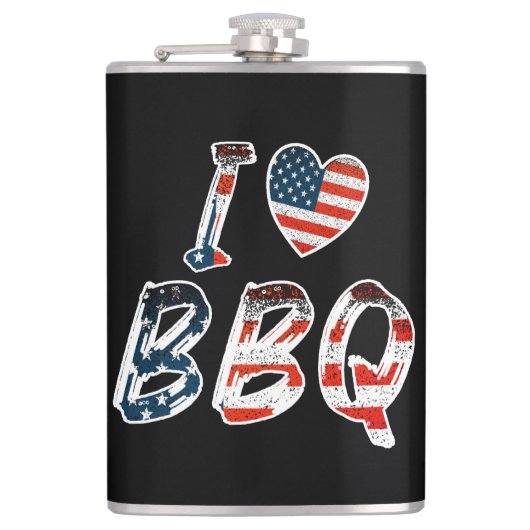 Flasques J'aime le barbecue, patriotique américain (Devant)