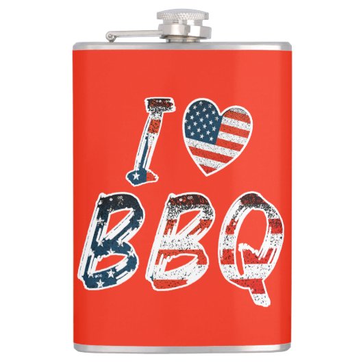 Flasques J'aime le barbecue, patriotique américain (Devant)