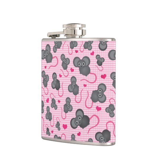 Flasques J'aime mon motif de souris dans le rose (Gauche)