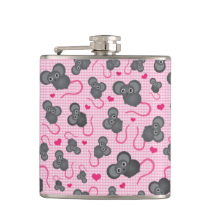 Flasques J'aime mon motif de souris dans le rose