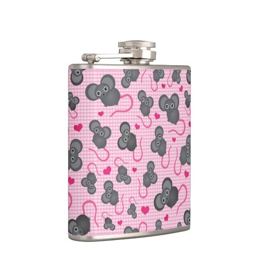 Flasques J'aime mon motif de souris dans le rose (Droite)