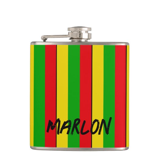 Flasques Jamaican Rasta Reggae Stripes Ajouter un nom (Devant)