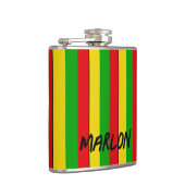 Flasques Jamaican Rasta Reggae Stripes Ajouter un nom (Droite)