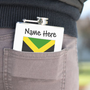 Flasques Jamaïque et drapeau jamaïcain avec votre nom