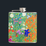 Flasques Jardin aux fleurs Gustav Klimt<br><div class="desc">Flacon représentant le Jardin des fleurs de Gustav Klimt (1906). Un beau jardin de fleurs violettes,  rouges,  blanches,  bleues et oranges. Un grand cadeau pour les amateurs d'art Art Nouveau et autrichien.</div>