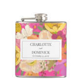 Flasques Jardin rose Floral Mariages Noms des couples (Devant)