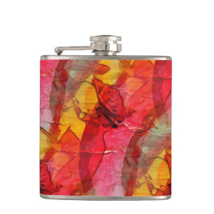 Flasques Jaune rouge d'art d'aquarelle