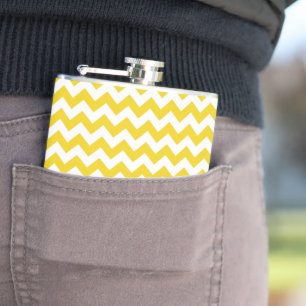 Flasques Jaune Zigzag, Jaune Chevron, Motif géométrique