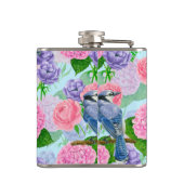 Flasques Jay bleu et fleurs motif aquarelle (Dos)