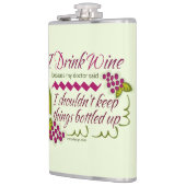 Flasques Je bois la citation drôle de vin (Gauche)