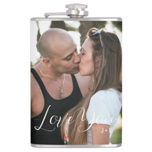 Flasques Je t'aime, couple d'amour
