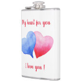 Flasques Je vous aime aquarelle rouge et bleu coeur (Gauche)