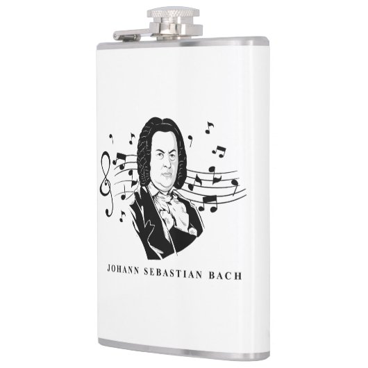 Flasques Johann Sebastian Bach Portrait et buste avec notes (Gauche)