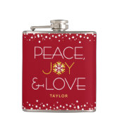 Flasques Joie de Noël Paix Rouge Amour Moderne Gras Flocon (Devant)