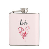 Flasques Joli amour rose coeur floral (Devant)