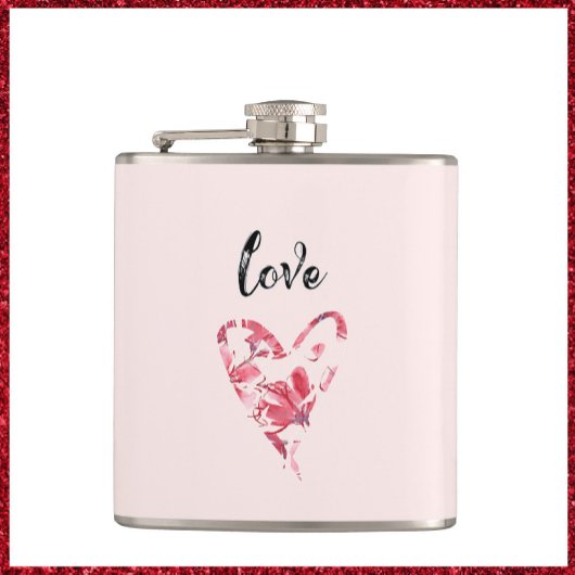 Flasques Joli amour rose coeur floral