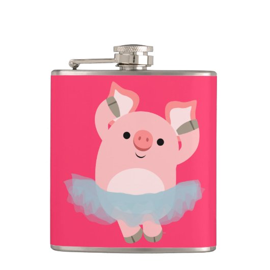 Flasques Joli Cartoon Ballerina Pig Hip Flask (Devant)